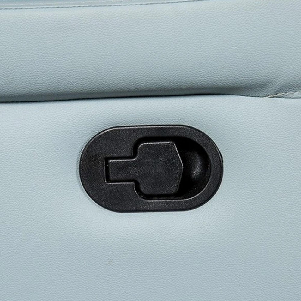Benjara Larus Manual Recliner Chair, Powder Blue Leather Match, Pillow Arms
