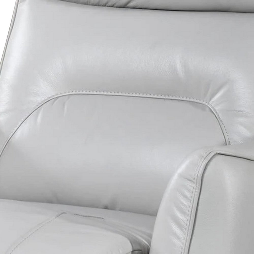 Benjara Teren Power Recliner Chair, Rich Taupe Leather Match, Foam