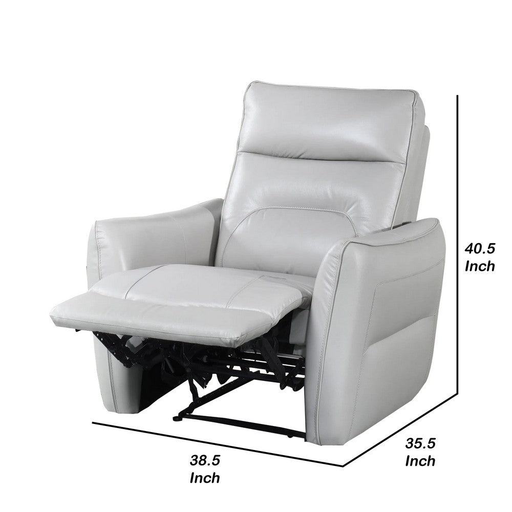 Benjara Teren Power Recliner Chair, Rich Taupe Leather Match, Foam
