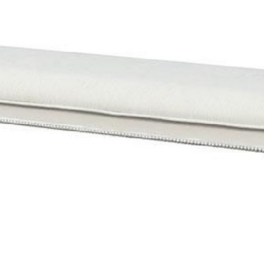 Benjara Miamy Bench, Cream White Wood Frame, Textured Fabric, 55 Inch