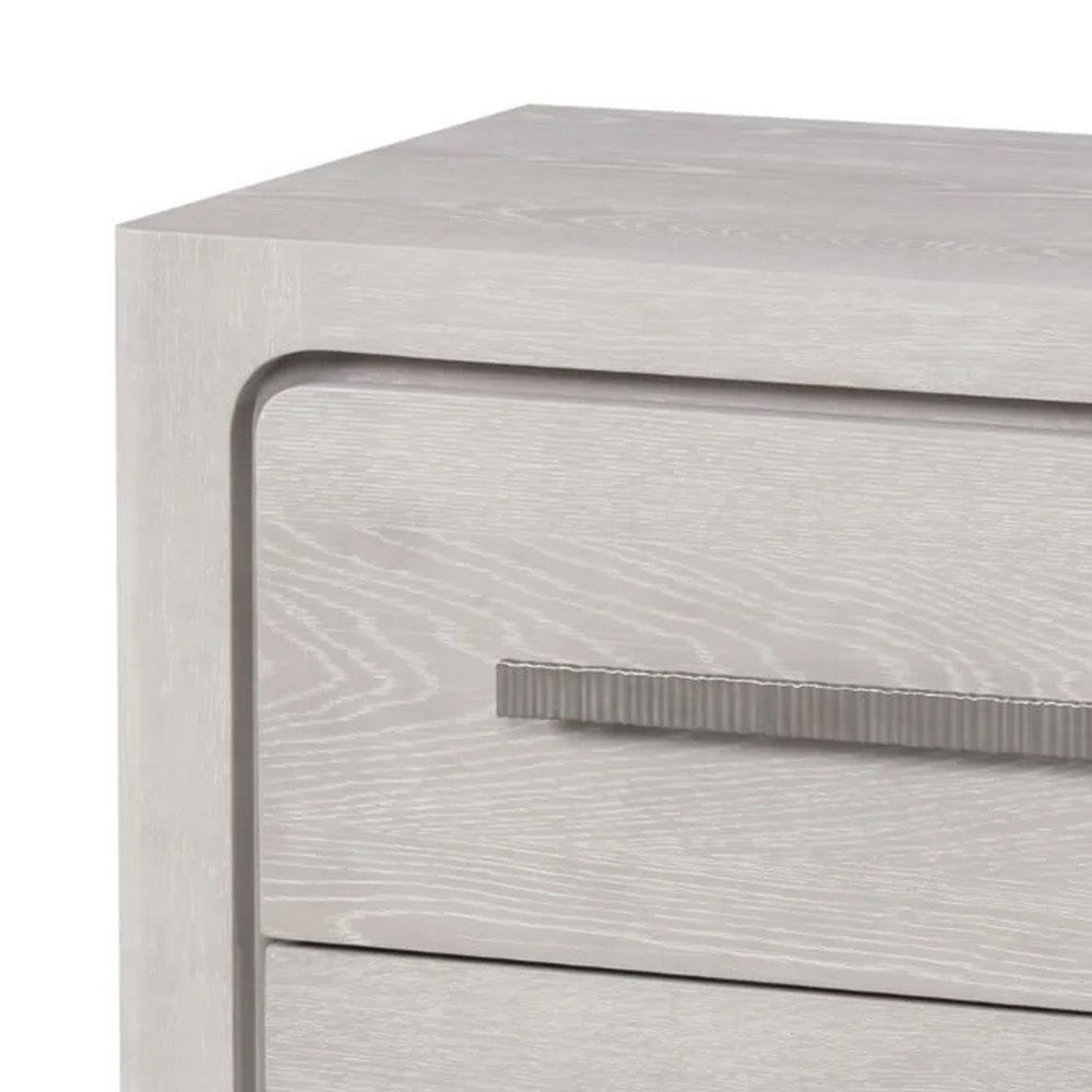 Benjara Thorne Nightstand, White Oak Solid Rubberwood, 27 Inch