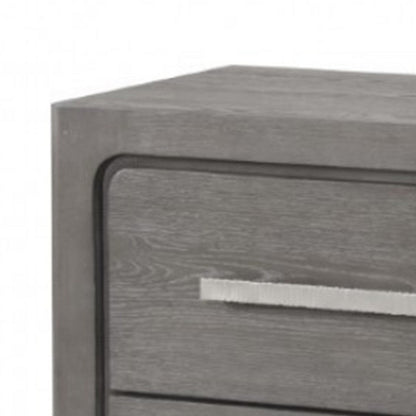 Benjara Thorne Nightstand, 2 Drawers with Top Felt Lining, Warm Gray, 27 Inch