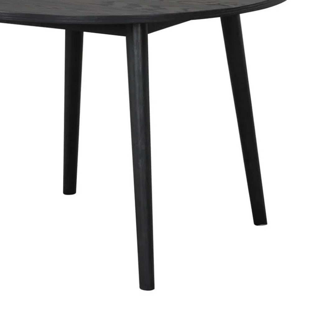 Benjara Yely Round Dining Table, Shaker-Style Legs, Black Rubberwood, 42 Inch