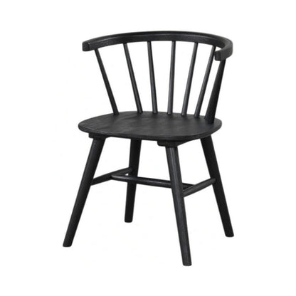 Benjara Yely Side Dining Chair Set of 2, Spindle Back, Shaker Legs, Black Rubberwood