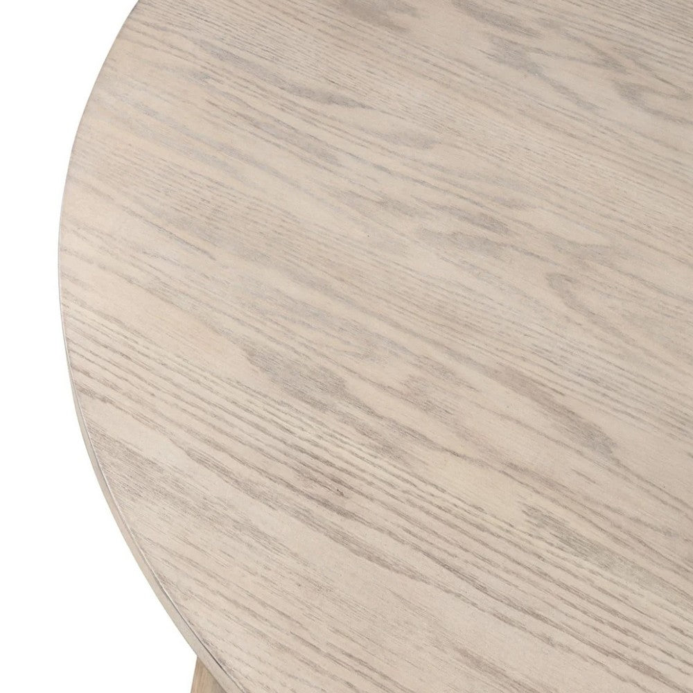 Benjara Yely Round Dining Table, Shaker-Style Legs, Natural Oak Rubberwood, 42 Inch