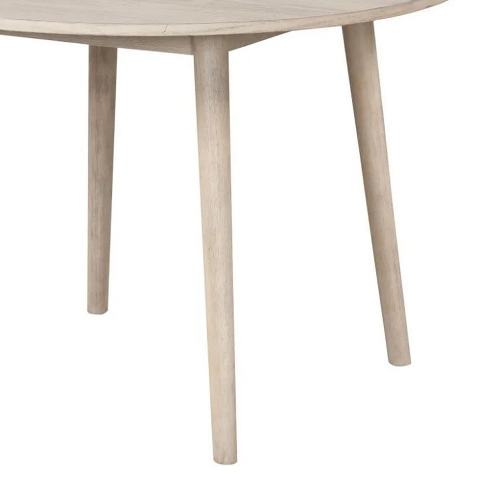 Benjara Yely Round Dining Table, Shaker-Style Legs, Natural Oak Rubberwood, 42 Inch