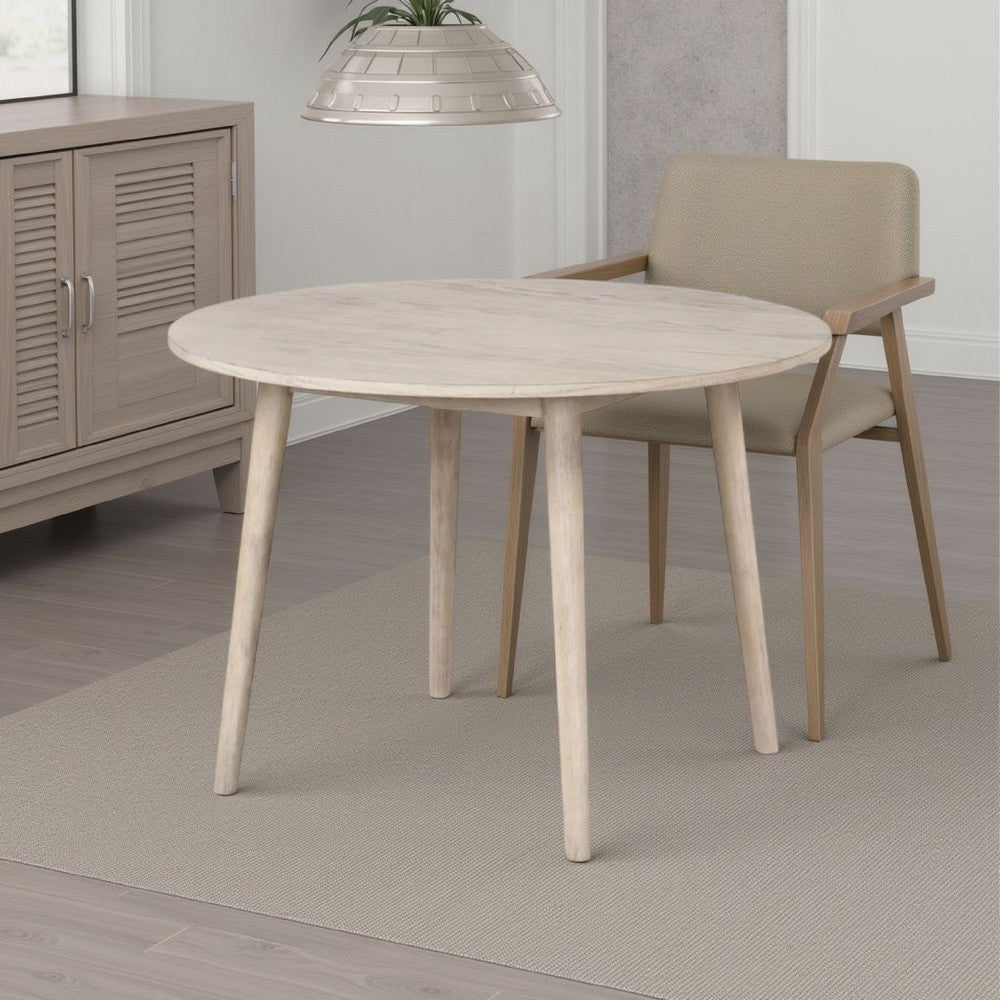 Benjara Yely Round Dining Table, Shaker-Style Legs, Natural Oak Rubberwood, 42 Inch