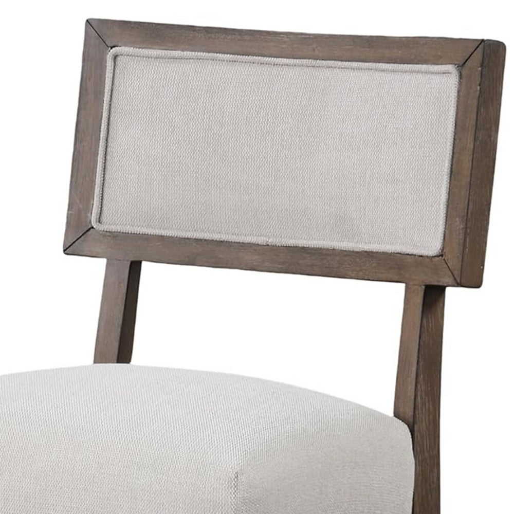 Benjara Asten Counter Stool Chair Set of 2, Dark Walnut Brown, Gray Seat