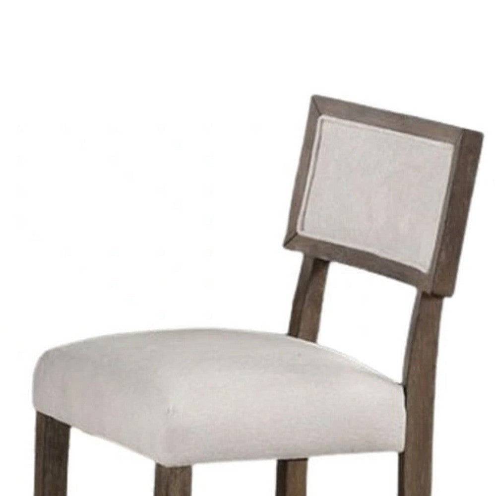 Benjara Asten Side Dining Chair Set of 2, Curved Back, Dark Walnut Brown, Gray Seat
