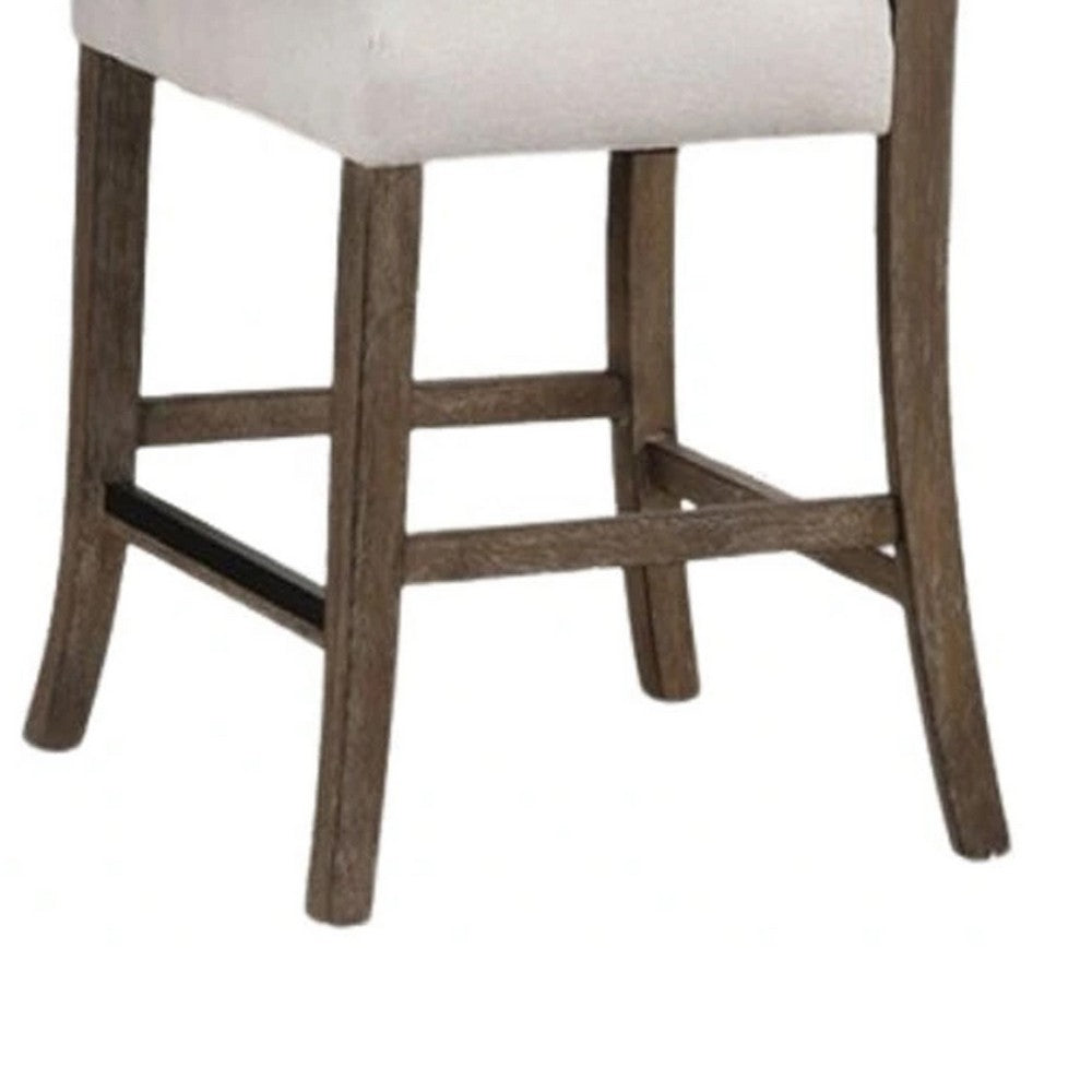 Benjara Asten Side Dining Chair Set of 2, Curved Back, Dark Walnut Brown, Gray Seat