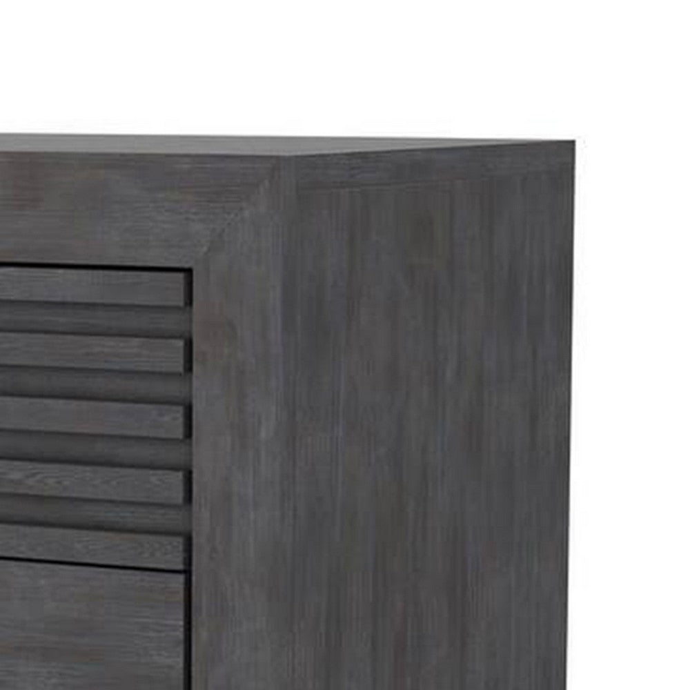 Benjara Biom Nightstand, 2 Drawers, Charcoal Brown Solid Hardwood, 24 Inch