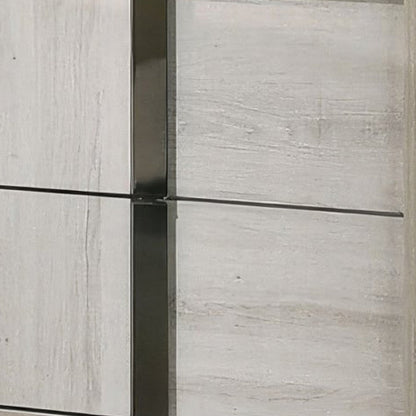Benjara Hyao Nightstand, 26 Inch, 2 Drawers, Chrome Handles, White Wash Veneer