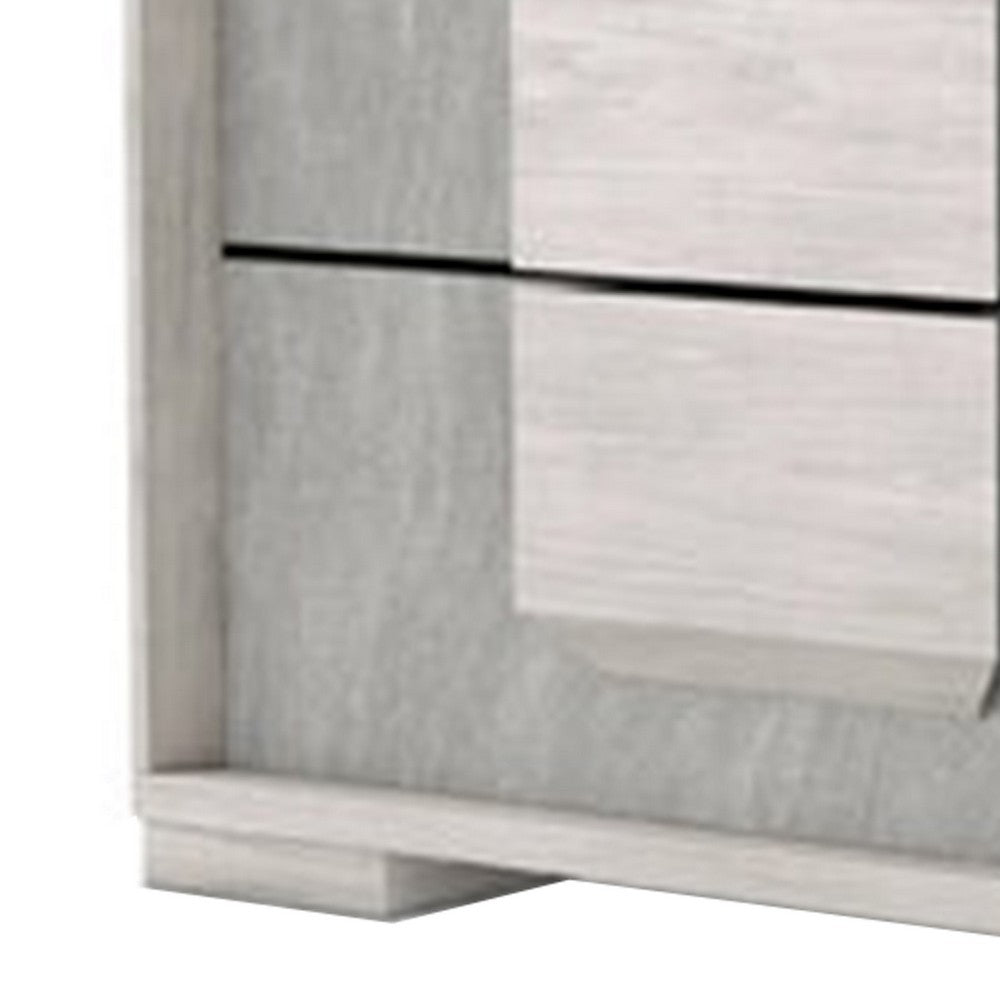 Benjara Nomi Nightstand, 2 Drawers And Melamine Top, Stone Gray Front, 24 Inch
