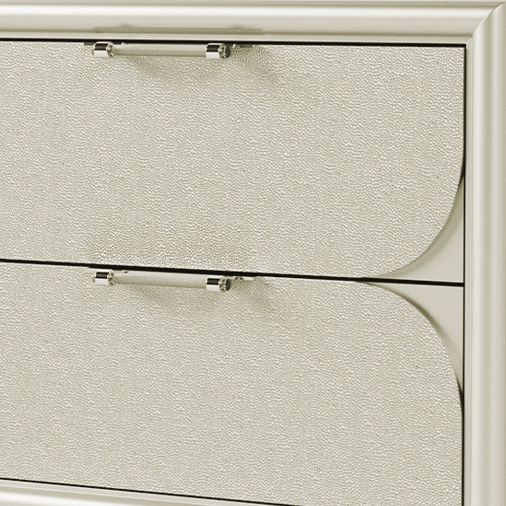 Benjara Zema Nightstand, 2 Drawers w Acrylic Handles, Silver Rubberwood, 30 Inch