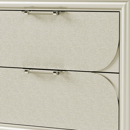 Benjara Zema Nightstand, 2 Drawers w Acrylic Handles, Silver Rubberwood, 30 Inch
