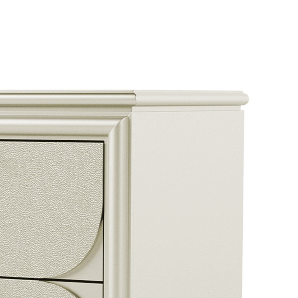 Benjara Zema Nightstand, 2 Drawers w Acrylic Handles, Silver Rubberwood, 30 Inch