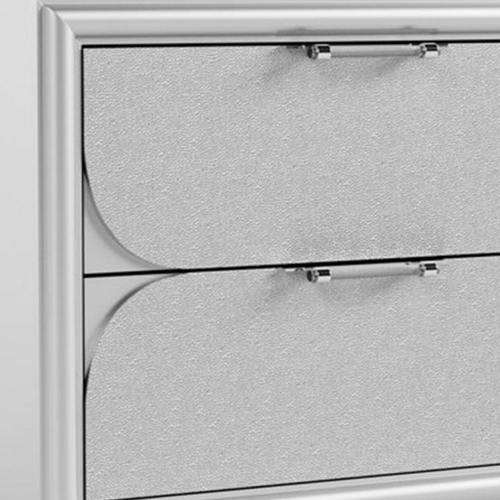 Benjara Dima Nightstand, 2 Drawers w Acrylic Handles, White Rubberwood, 24 Inch