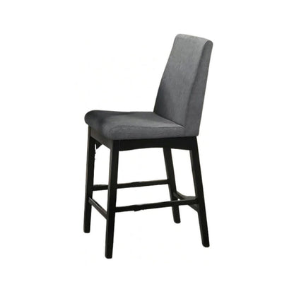 Benjara Heni Counter Height Chair, Gray Polyester Cushions, Dark Walnut Brown