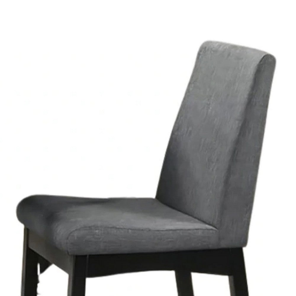 Benjara Heni Counter Height Chair, Gray Polyester Cushions, Dark Walnut Brown