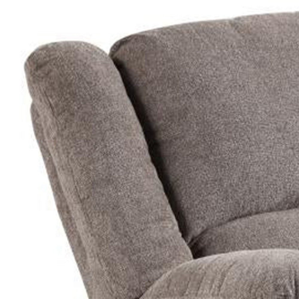 Benjara Cem Manual Reclining Chair, Pillow Tufted, Mocha Gray Chenille