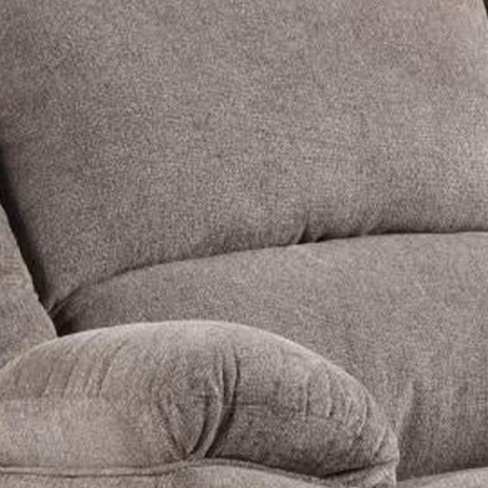 Benjara Cem Manual Reclining Chair, Pillow Tufted, Mocha Gray Chenille