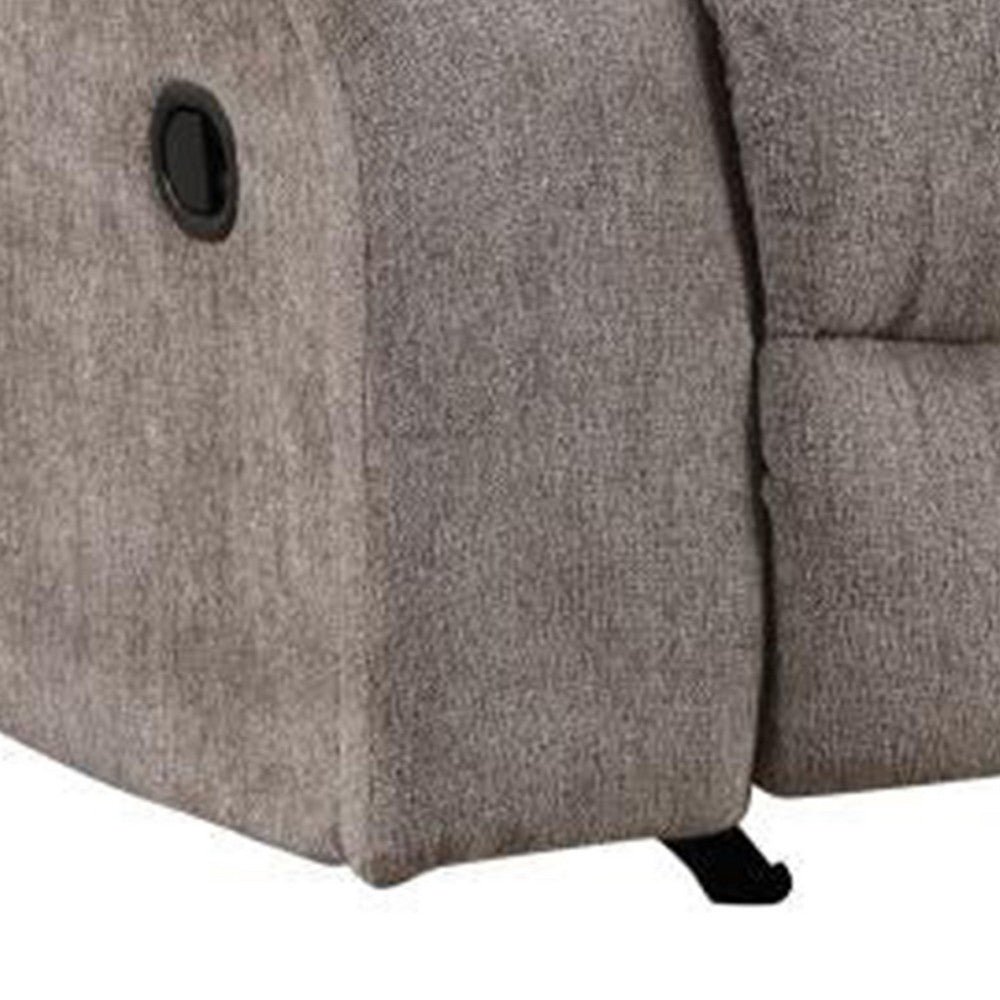 Benjara Cem Manual Reclining Chair, Pillow Tufted, Mocha Gray Chenille