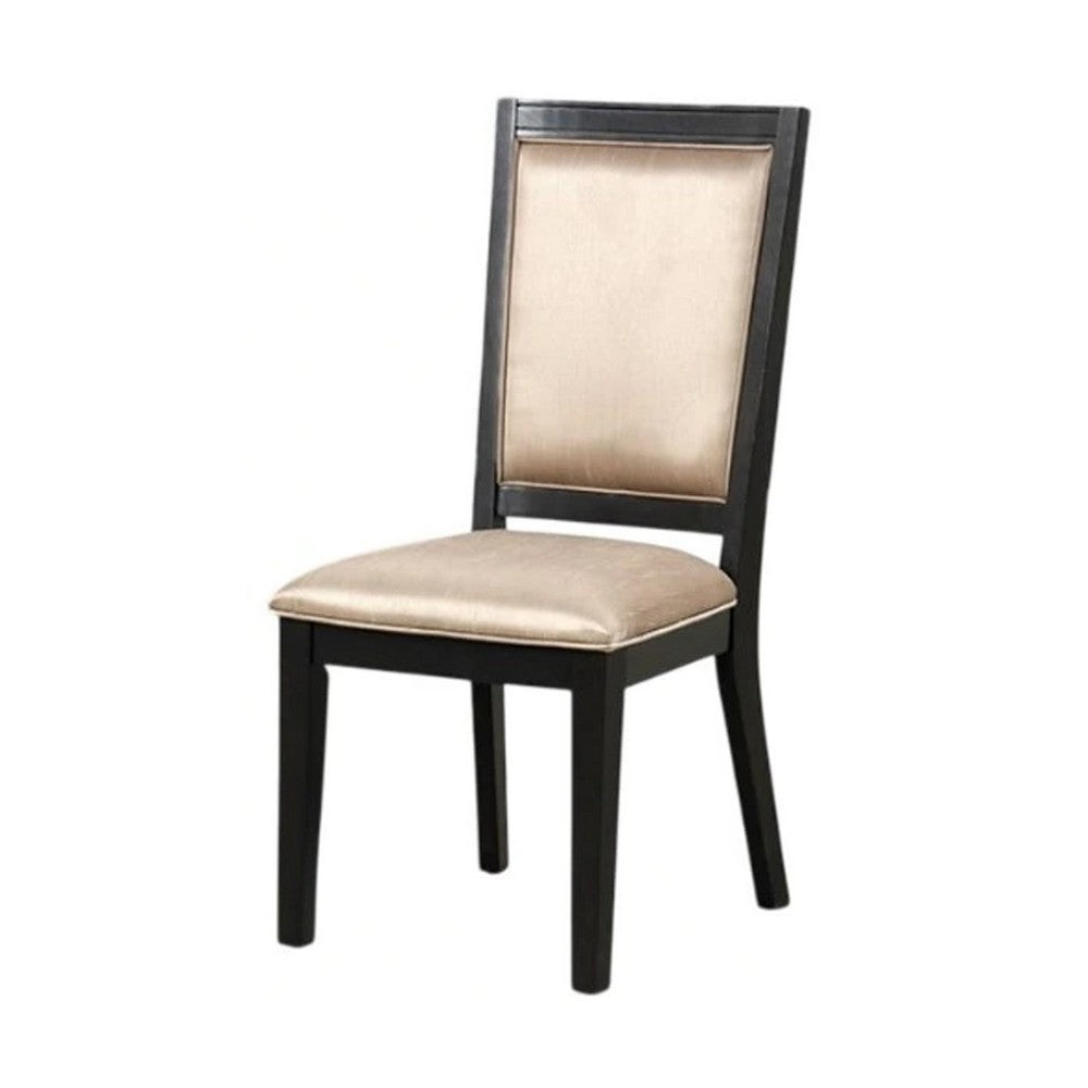 Benjara Yada Side Dining Chair Set of 2, Slatted Back, Espresso Brown