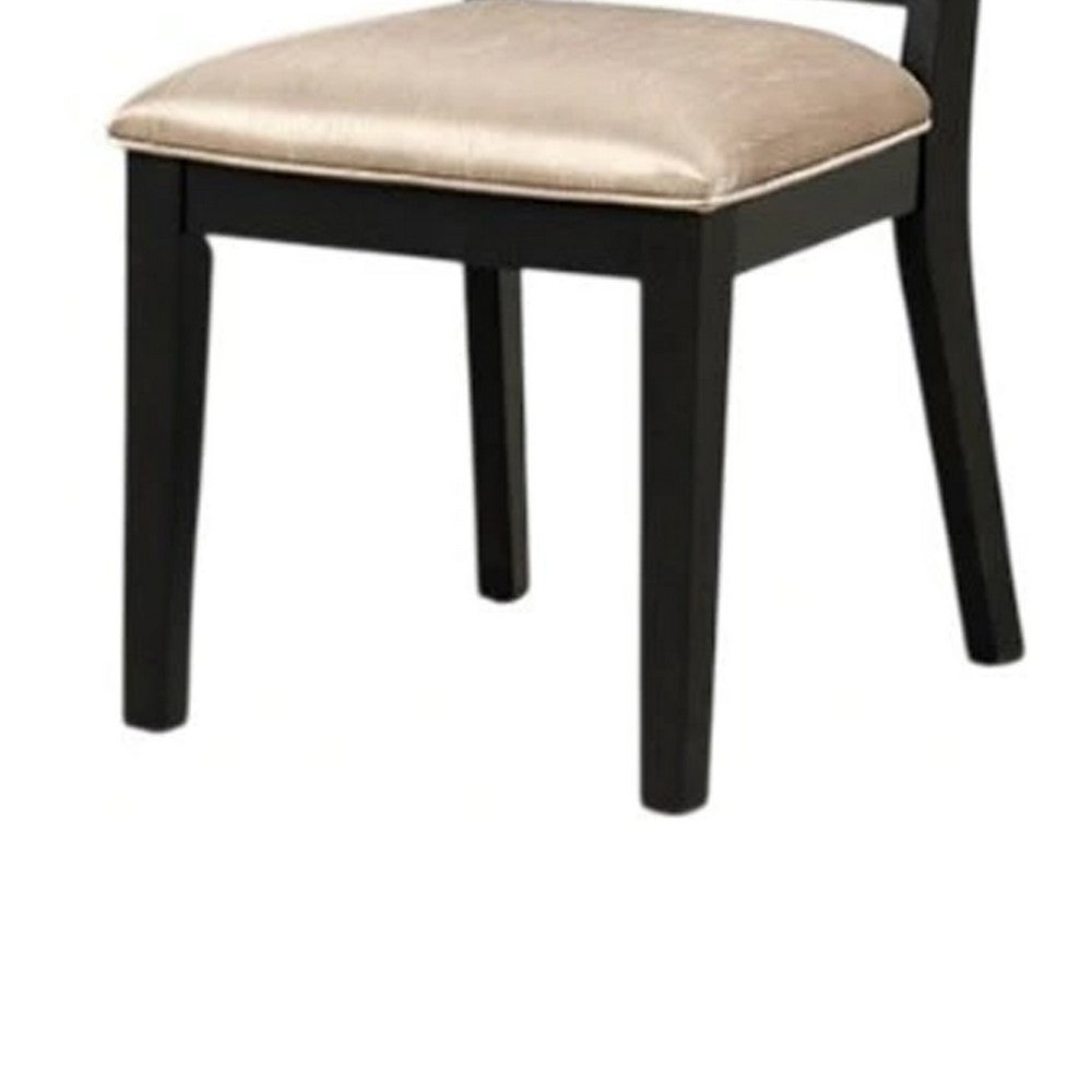 Benjara Yada Side Dining Chair Set of 2, Slatted Back, Espresso Brown