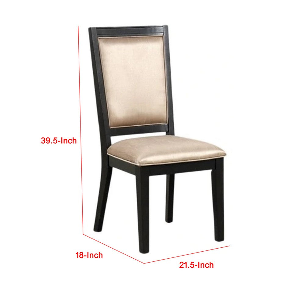 Benjara Yada Side Dining Chair Set of 2, Slatted Back, Espresso Brown