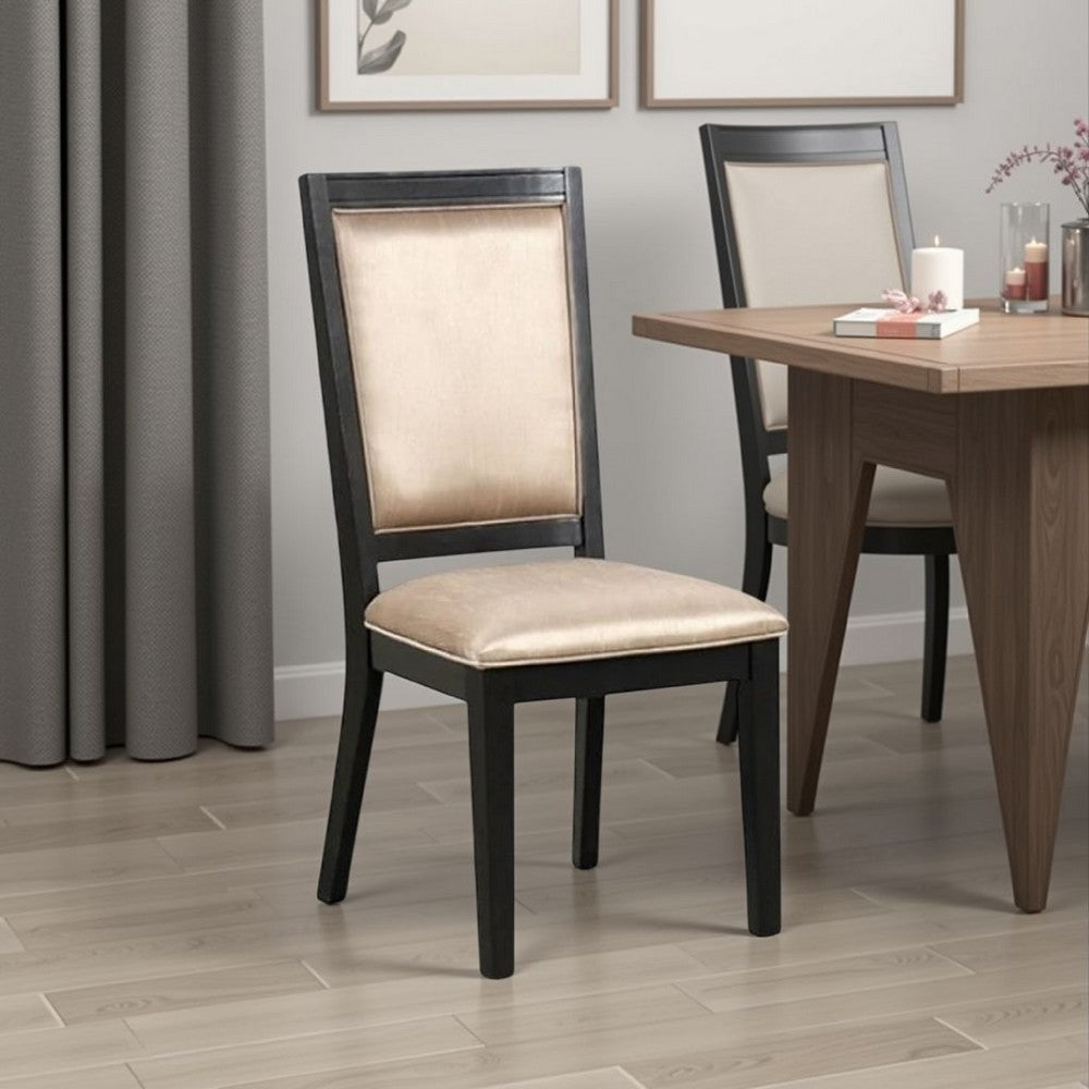 Benjara Yada Side Dining Chair Set of 2, Slatted Back, Espresso Brown