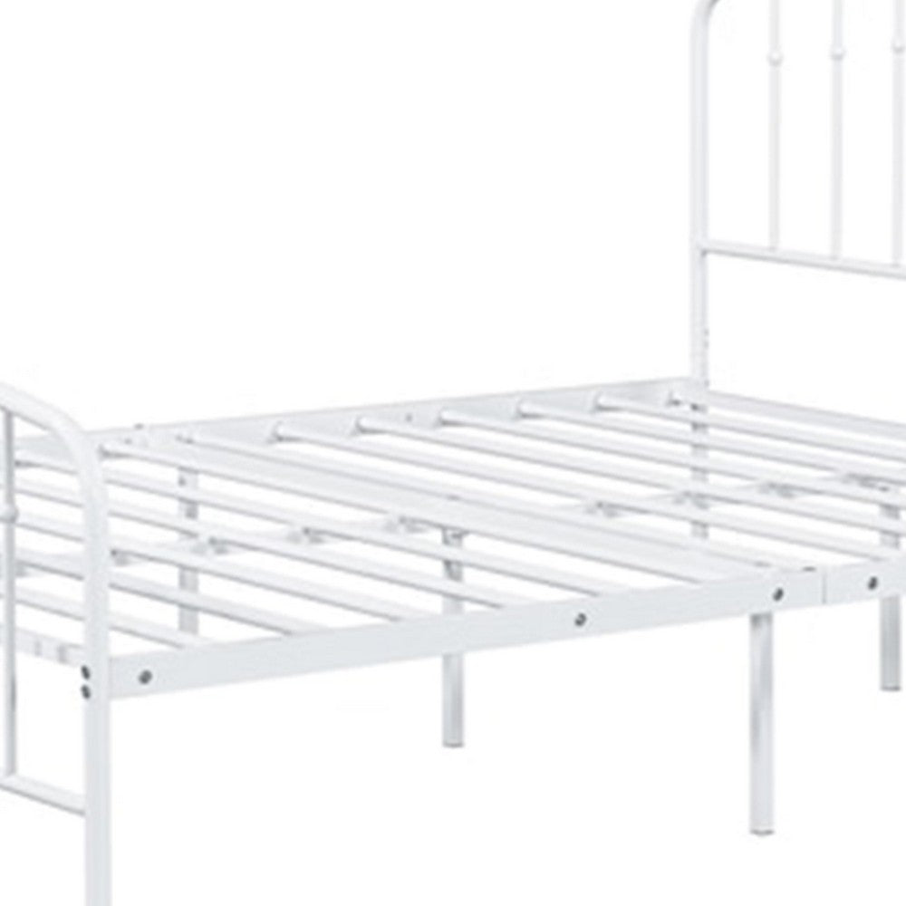 Benjara Nix Full Size Bed, Classic Spindle Headboard And Footboard, White Metal