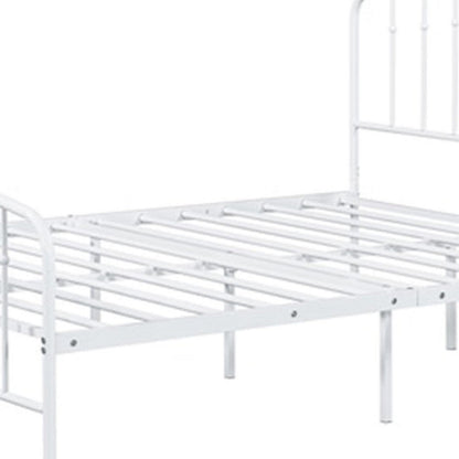 Benjara Nix Full Size Bed, Classic Spindle Headboard And Footboard, White Metal