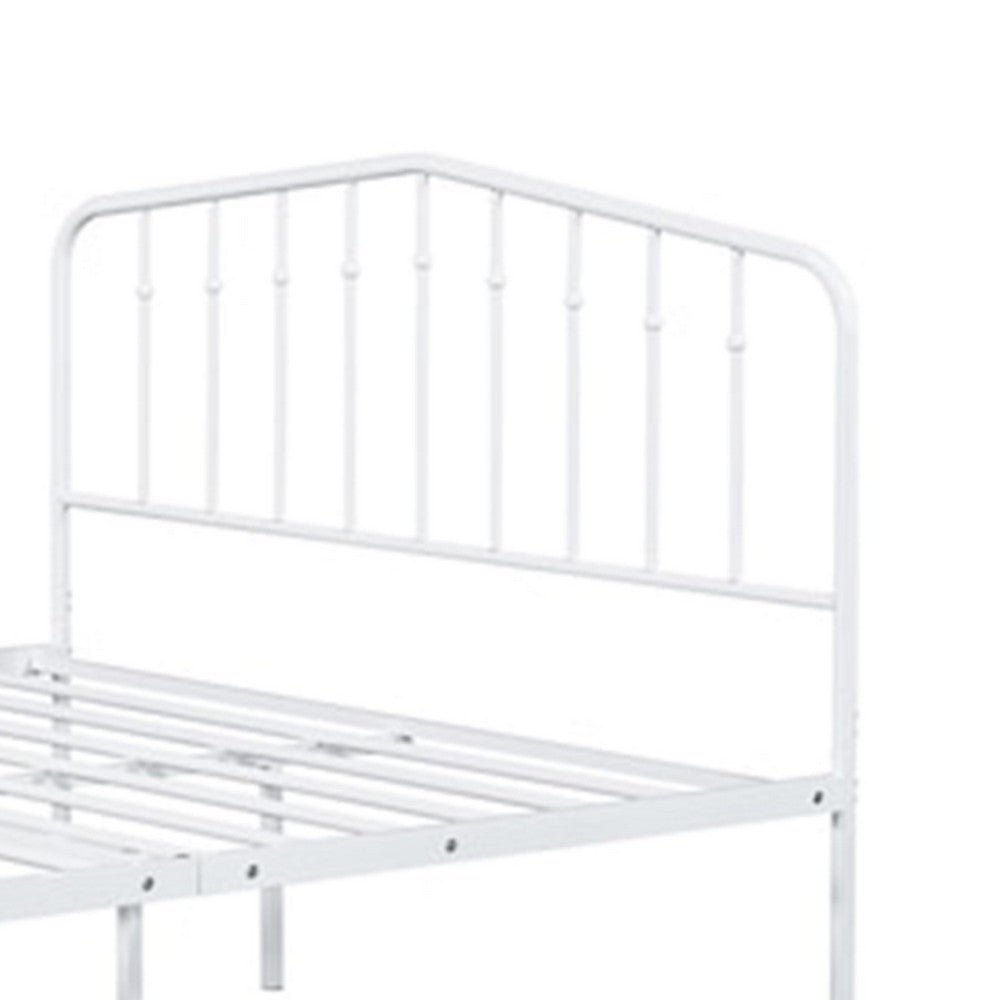 Benjara Nix Full Size Bed, Classic Spindle Headboard And Footboard, White Metal