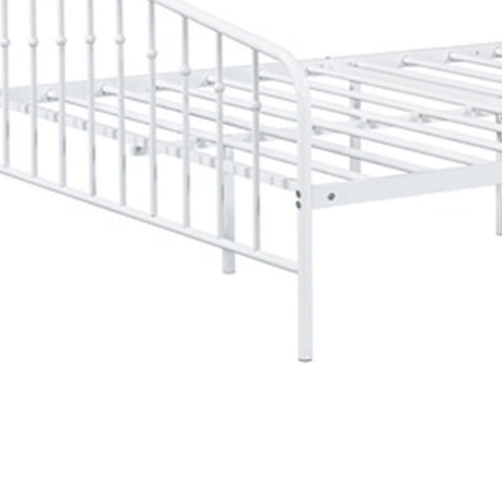 Benjara Nix Full Size Bed, Classic Spindle Headboard And Footboard, White Metal