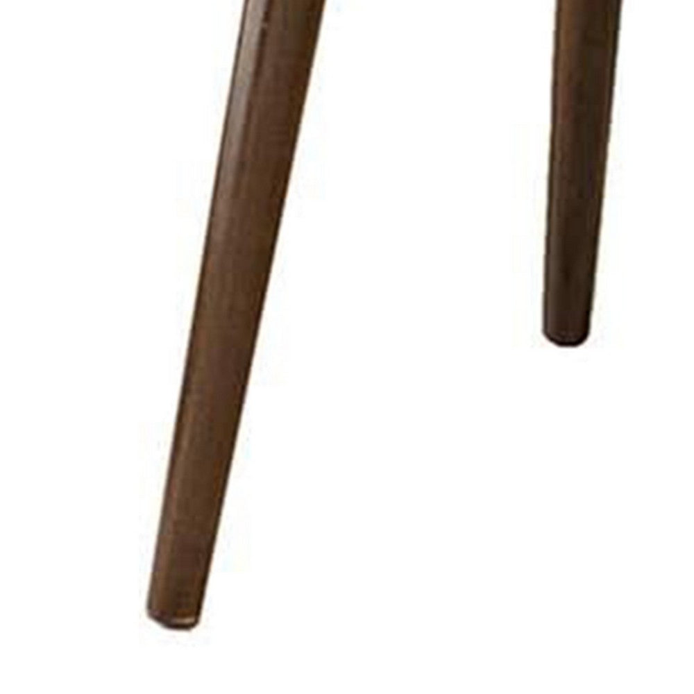 Benjara Ary Side End Table, 24 Inch Round Walnut Brown Wood Top, Angled Legs