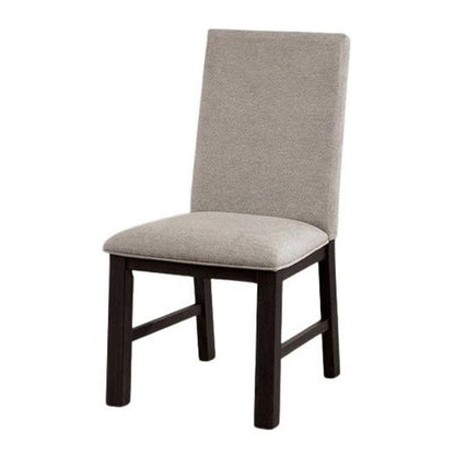 Benjara Renu Side Dining Chair Set of 2, Black Wood, Pleated Gray Polyester