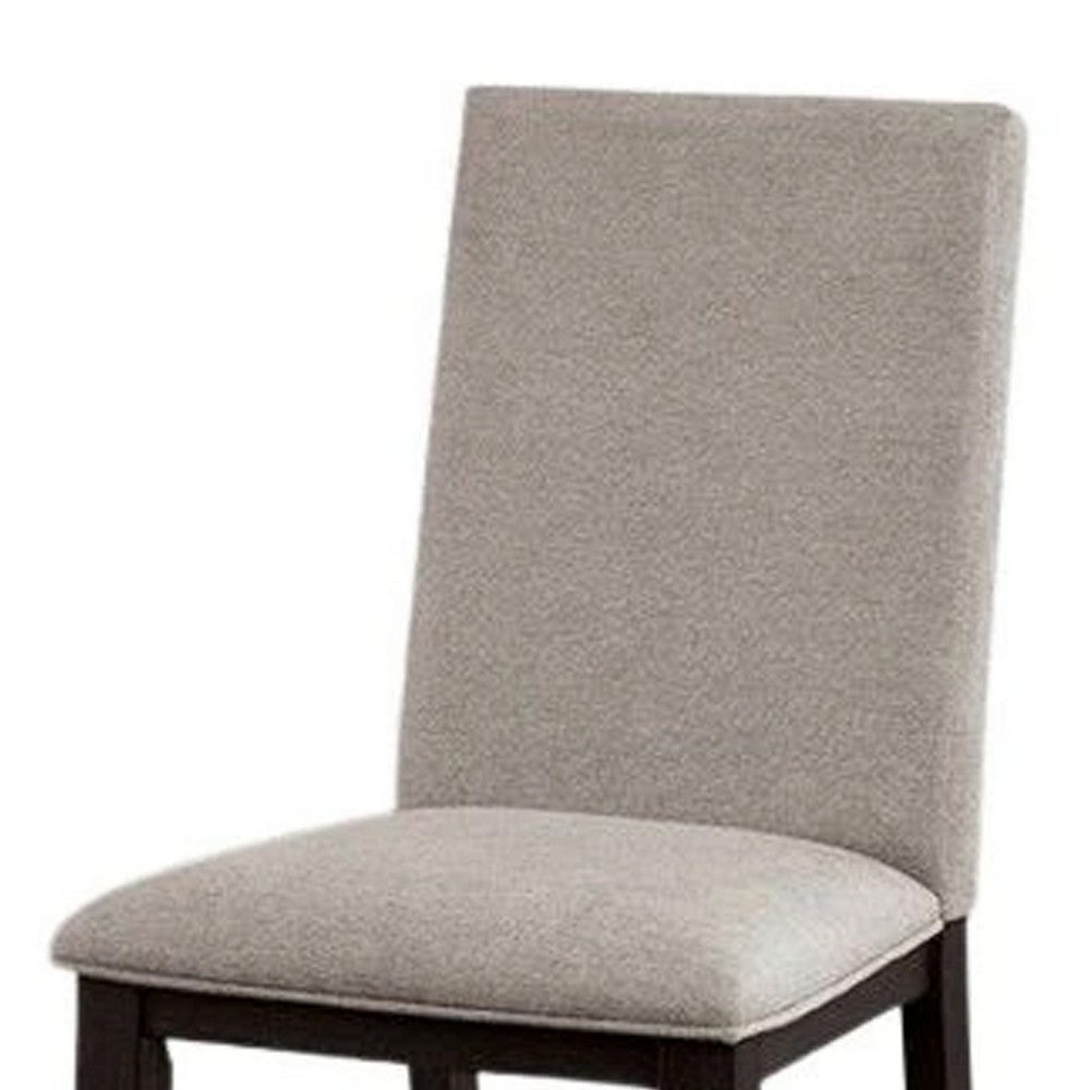 Benjara Renu Side Dining Chair Set of 2, Black Wood, Pleated Gray Polyester