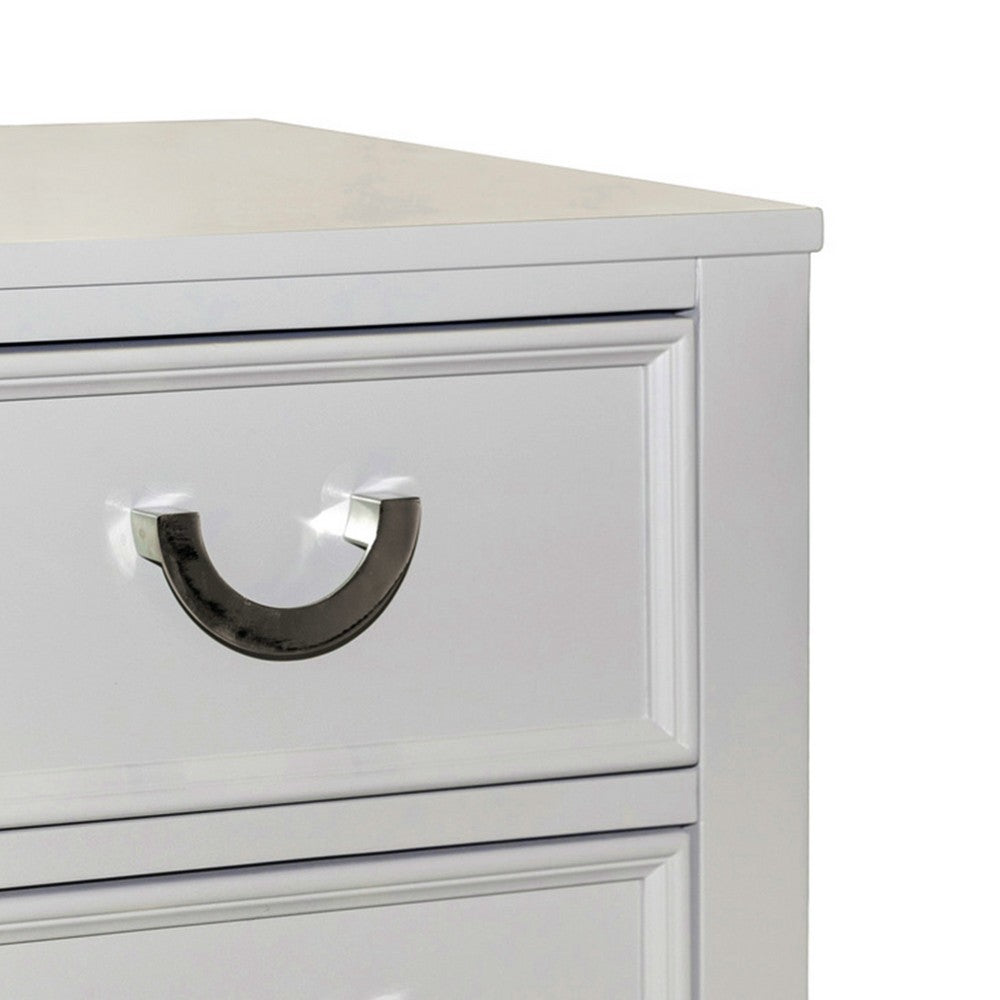 Benjara Roly Nightstand with 2 Drawers, Molded Details, Light Gray Solid Wood