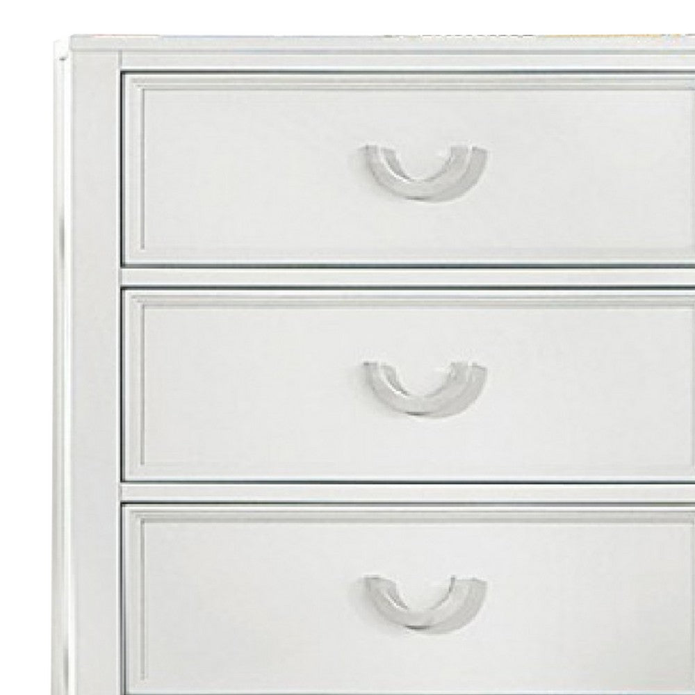 Benjara Kiki Tall Dresser Chest with 5 Drawers, Bracket Feet, White Solid Wood