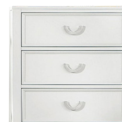 Benjara Kiki Tall Dresser Chest with 5 Drawers, Bracket Feet, White Solid Wood