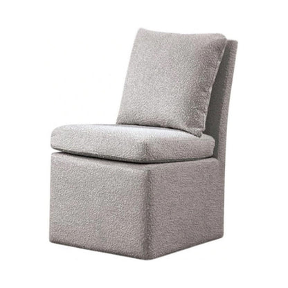Benjara Ager Side Dining Chair with Caster Wheels, Light Gray Boucle Chenille