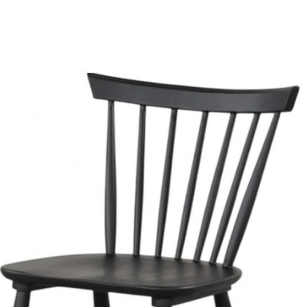 Benjara Baylee Side Dining Chair Set of 2, Farmhouse Spindle Back, Black Wood