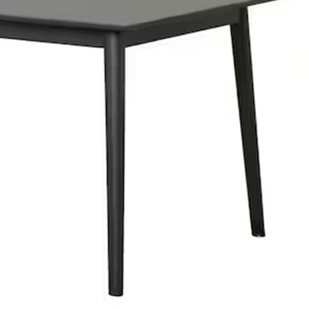 Benjara Baylee Rectangular Dining Table, Straight Legs, 60 Inch Black Wood Top
