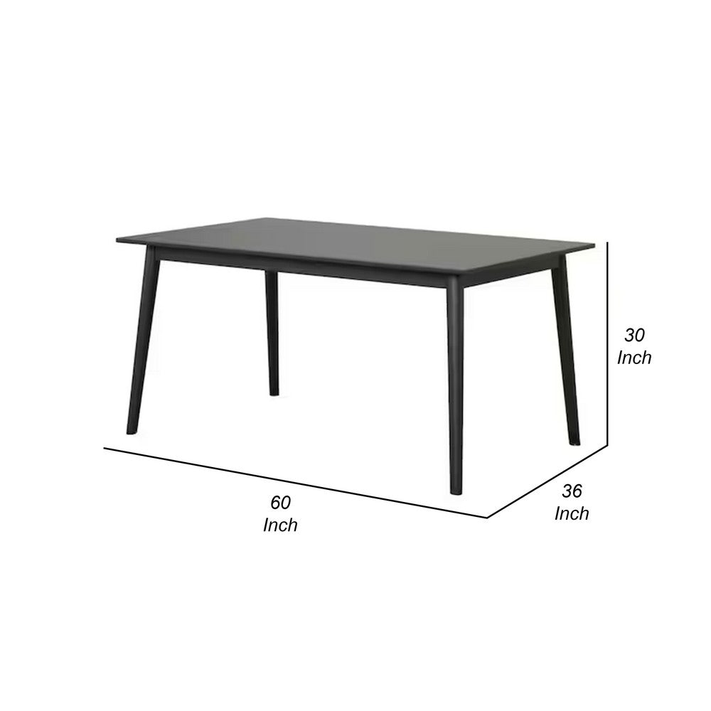 Benjara Baylee Rectangular Dining Table, Straight Legs, 60 Inch Black Wood Top