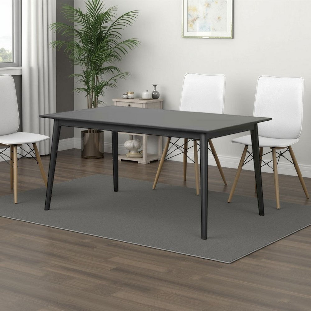 Benjara Baylee Rectangular Dining Table, Straight Legs, 60 Inch Black Wood Top