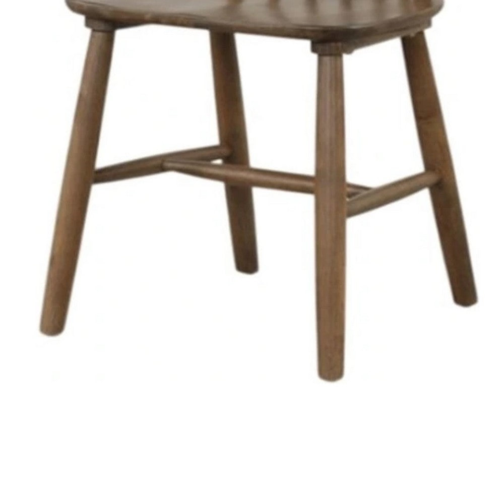 Benjara Baylee Side Dining Chair Set of 2, Spindle Back, Tapered Legs, Walnut Wood