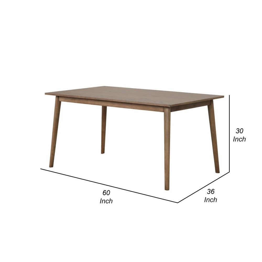 Benjara Baylee Rectangular Dining Table, Straight Legs, 60 Inch Walnut Wood