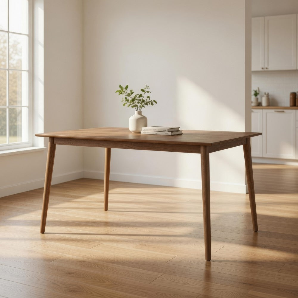 Benjara Baylee Rectangular Dining Table, Straight Legs, 60 Inch Walnut Wood