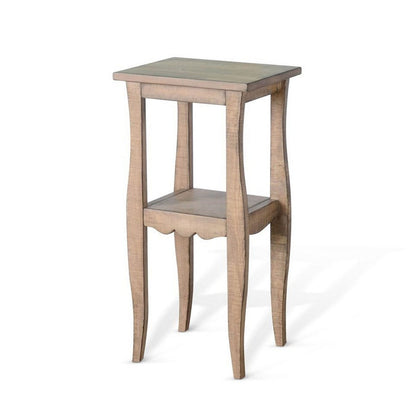 Benjara Zela Small Side End Table w Shelf And Curved Legs, Natural Brown, 11x14 Top