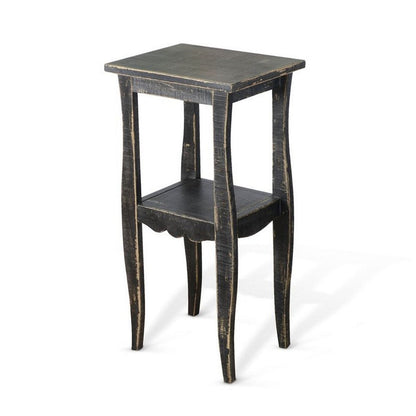 Benjara Zela Small Side End Table with Lower Shelf And Curved Legs, Black, 11x14 Top